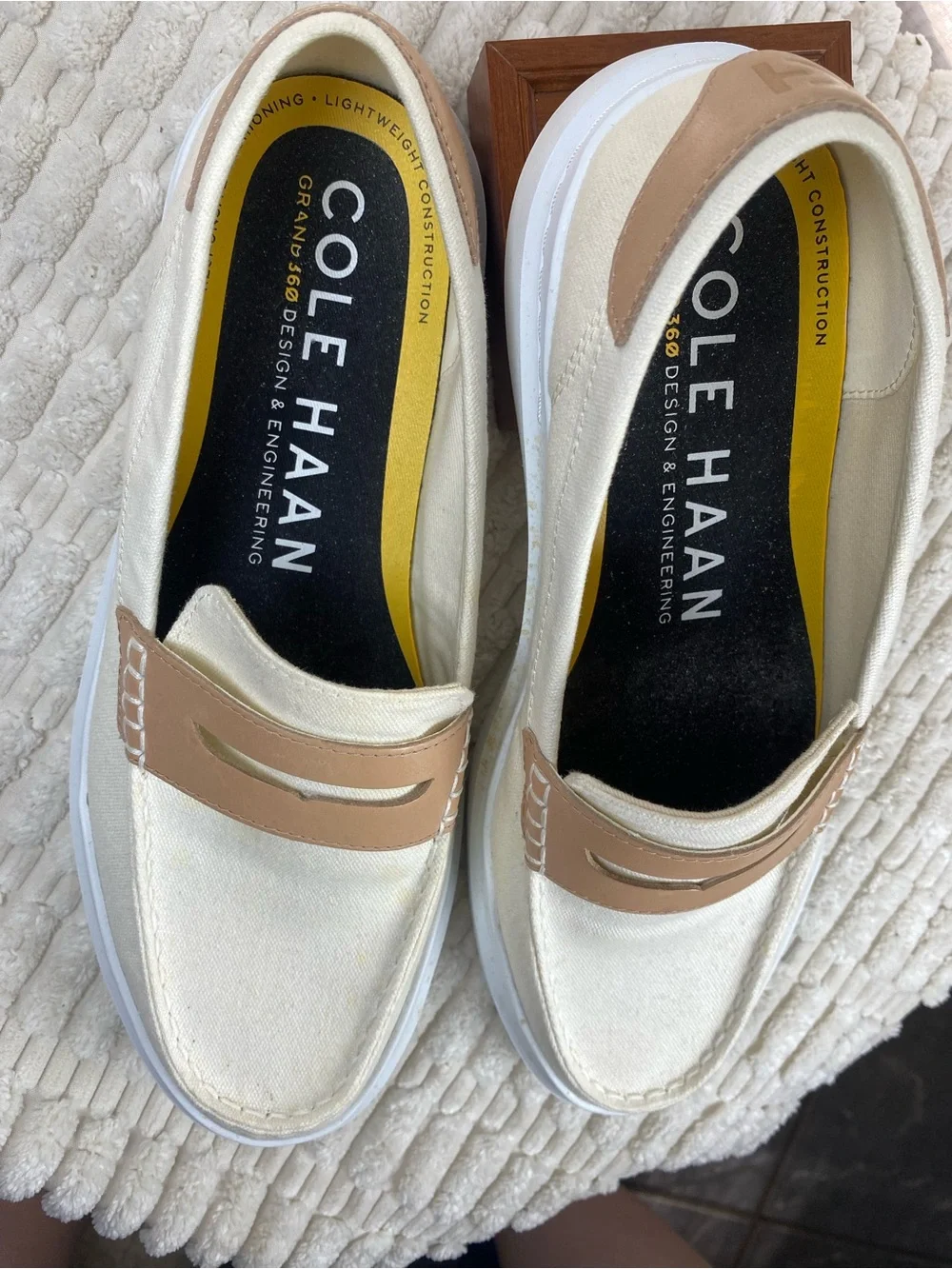 Cole Haan GrandPro Rally Canvas Penny Loafers Ivory 9.5